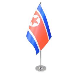 North Korea table flag satin