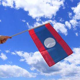 Laos Hand Waving Flag