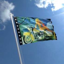 Girl On Motorcycle Flag