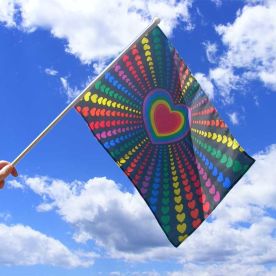 Rainbow Love Hand Flag