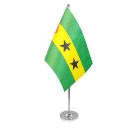 Sao Tome & Principe table flag satin
