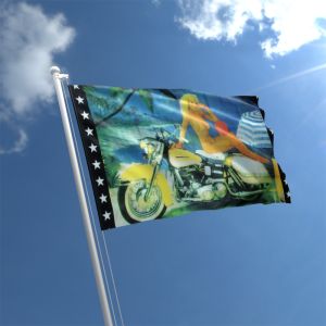 Girl On Motorcycle Flag