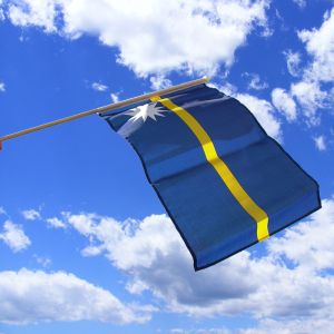 Nauru Hand Waving Flag