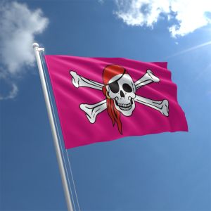 Pink Skull With Bandana Flag