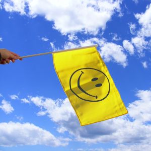 Smiley Face Hand Waving Flag