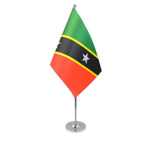 St Kitts & Nevis table flag satin