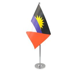 Antigua & Barbuda table flag satin