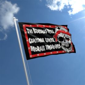 The Beatings Will Continue Until Morale Improves Flag 5ft X 3ft