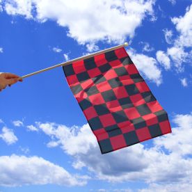 Black & Red Checkered Hand Flag