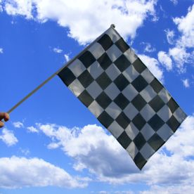 Black & White Chequered Hand Waving Flag