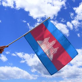 Cambodia Hand Waving Flag