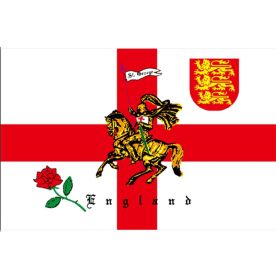 England Charger (Rose/Lion) Flag 8Ft X 5Ft