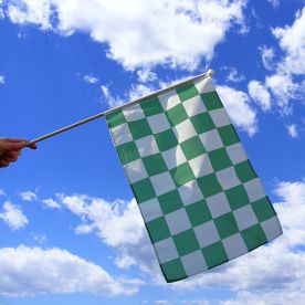 Green & White Checkered Hand Flag