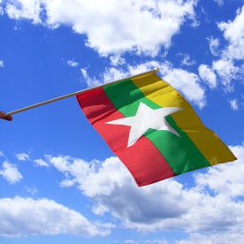 Myanmar Hand Waving Flag