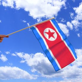 North Korea Hand Waving Flag