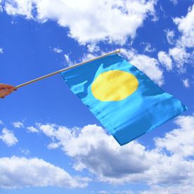 Palau Hand Waving Flag