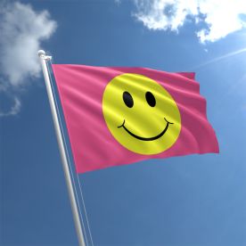 Smiley Face Pink Flag