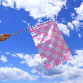 Pink & White Checkered Hand Flag