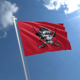 Red Skull Cross Sabres Flag