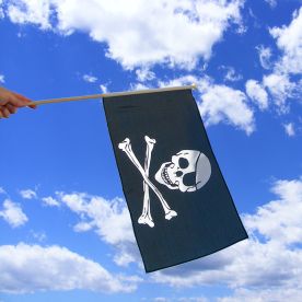 Skull & Crossbones Hand Waving Flag