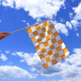 Tangerine & White Checkered Hand Flag