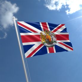 Union Jack With The Royal Coat Of Arms flag