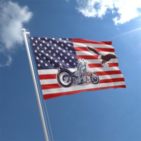 USA Motorcycle And Eagle Flag