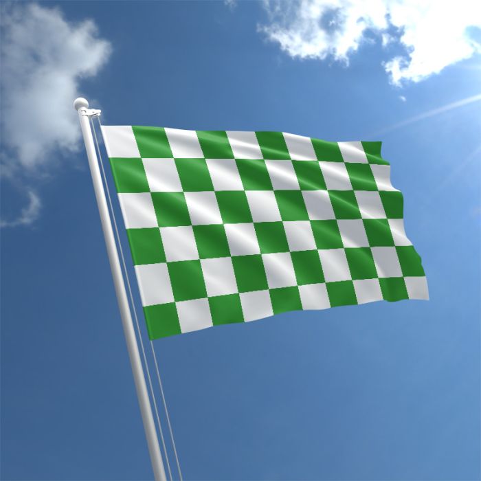 GREEN CHEQUERED Flag  5ft x 3ft RACING WHITE 