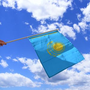 Kazakhstan Hand Waving Flag