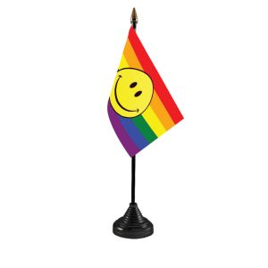 Rainbow Smiley Face Table Flag