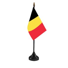 Chrome Pole & Base Belgium Satin Quality Table Desk Flag 9" X 6" 