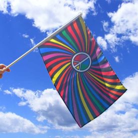 Rainbow Swirl Hand Flag