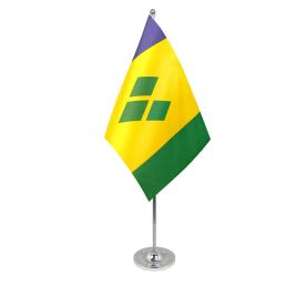 St Vincent & the Grenadines table flag satin