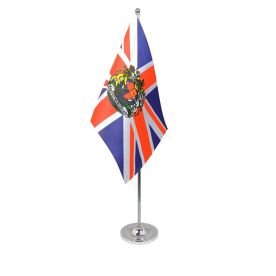Union Jack crest table flag satin