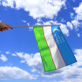 Uzbekistan Hand Waving Flag