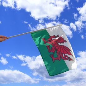 Welsh Dragon Hand Waving Flag